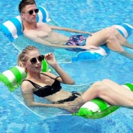 2 Pack Pool Float Wasserhängematte Schwimmbett, 4-in-1 Multi-Purpose Pool Wasserhängematte mit Luftpumpe, Aufblasbares Schwimmbett, Schwimmhängematte, Wasser Hängematte für Erwachsene und Kinder