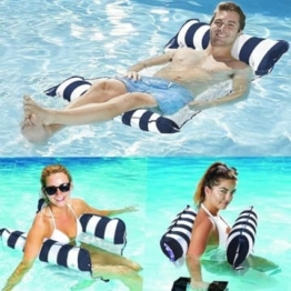 7WUNDERBAR Luftmatratze Aufblasbarer Wasserhängematte Pool Lounge Hängematte Wasseriege Faltbares schwimmende Bett Wasser Sofa (Dunkelblau)