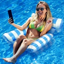 Alintor Luftmatratze Pool, Pool Spielzeug 4 IN 1 Luftmatratze Pool Erwachsene, Pool Zubehör Wasserspielzeug Wasserhängematte, Luftmatratze Wasser Hängematte für Sessel Matratzen Sitz (Blau)