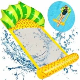 EKKONG Pool Hängematte, Badeinsel Aufblasbar Luftmatratze Aufblasbarer Sessel Wasserhängematte Schwimmliege Poolspielzeuge Klappbare Maximale Belastbarkeit 150 kg (Ananas, 80 x 135cm)