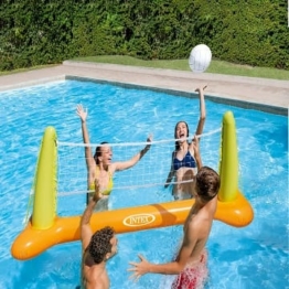 Intex 56508EP Pool Volleybal Game - Aufblasbares Wasserballspiel - Volleyballnetz, Gelb, Orange, Weiß, 239 x 64 x 91 cm
