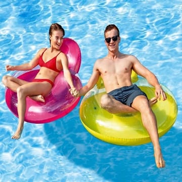 Intex Pillow-Back Lounge - Aufblasbarer Schwimmsessel - 137 x 122 cm - Farblich Sortiert