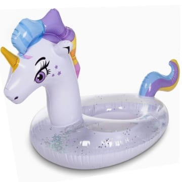 JOYIN Aufblasbare Einhorn Luftmatratze mit Glitzer, Pool Float, Schwimmen Floß, Strand Schwimmbad Spielzeug, Sommer-Party Dekoration für Kinder (130 x 85 x 82.5cm)