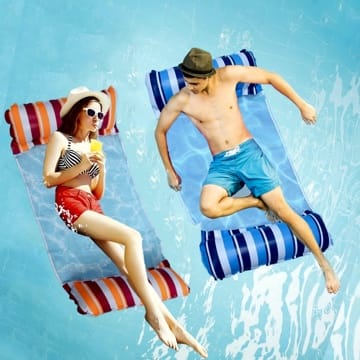 LORISOKE 2 Stück Luftmatratze Pool Zubehör Spaß Aufblasbare Wasserhängematte Schwimmbett Wasserspielzeug Schwimmende Hängematte für Erwachsene und Kinder (blau und rot-orange)
