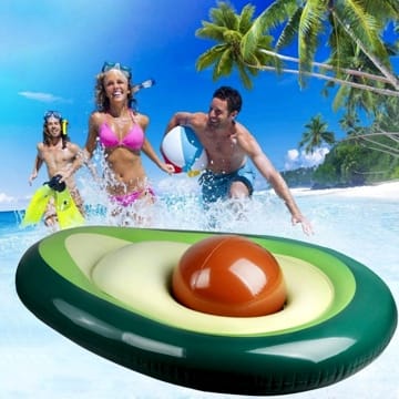 MiiDD Aufblasbare Avocado Luftmatratze Pool, Hängematte Wasser Erwachsene und Kinder, Wasserhängematte 100 kg für Luftmatratze Wasser für Sommer Poolpartys (Avocado mit Kugel)