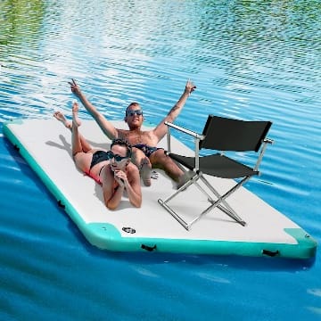 Outsunny Aufblasbare Badeinsel bis 500 kg Belastbarkeit Schwimminsel für Pool See Liegeinsel Kunststoff 304 x 204 x 15 cm