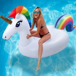 Pool Einhorn - Aufblasbare Pool Spielzeug, Einhorn Pool Aufblasbar, Pool Schwimmen, Pool Floß Umweltfreundlich PVC Aufblasbarer Schwebebett mit Speziellen Schnell Ventilen für Kinder / Erwachsene