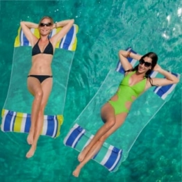 Pukitt 2 Stück Aufblasbare Wasserhängematte Blau und Gelb, Schwimmbett, 4 in1 Schwebende Luftmatratze mit Mesh, Wasser Hängematte für Erwachsene und Kinder, Loungesessel Pool Lounge Schwimmbad Strand Wasserspielzeug