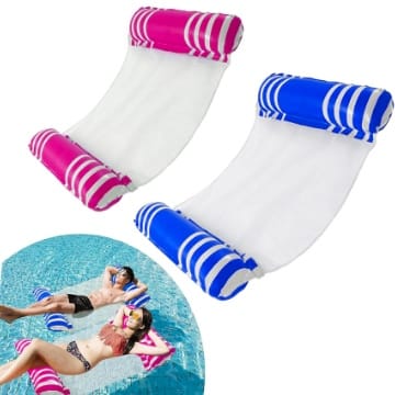 Schwimmbad Schwimmliege Aufblasbare Hängematte für Pool mit Unterseite Mesh Mehrzweck Sattel Lounge Stuhl Hängematte Drifter (blau und rosarot)