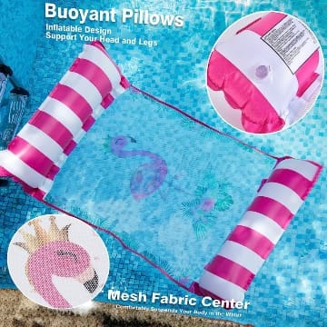 Schwimmbad Wasserhängematte Flamingo - Hängematte Pool Floats für Erwachsene Aufblasbarer Schwimmflöße Mehrzweck Schwimmende Hängematte Wasser Loungesessel Drifter für Reisen