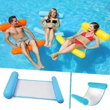 Sinwind Aufblasbares Schwimmbett, Wasser-Hängematte 4-in-1 Loungesessel Pool Lounge luftmatratze Pool aufblasbare hängematte Pool aufblasbare hängematte für Erwachsene und Kinder (Blue)