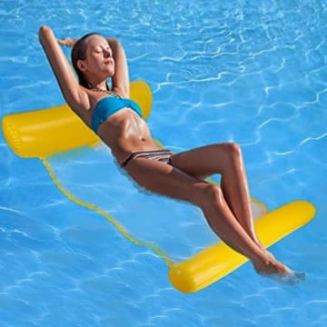 Sinwind aufblasbares Schwimmbett, Wasser-Hängematte 4-in-1Loungesessel Pool Lounge luftmatratze Pool aufblasbare hängematte Pool aufblasbare hängematte für Erwachsene und Kinder (Gelb)