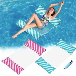 WR WPAIER Aufblasbares Wasserhängematte Schwimmbett, 2pcs Wasser Hängematte Schwimmhängematte Luftmatratze Pool, 4 in 1 Schwimmmatratze Floating Lounge Stuhl Strandmatte